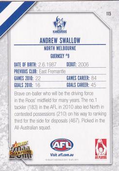 2011 Select AFL Champions #115 Andrew Swallow Back